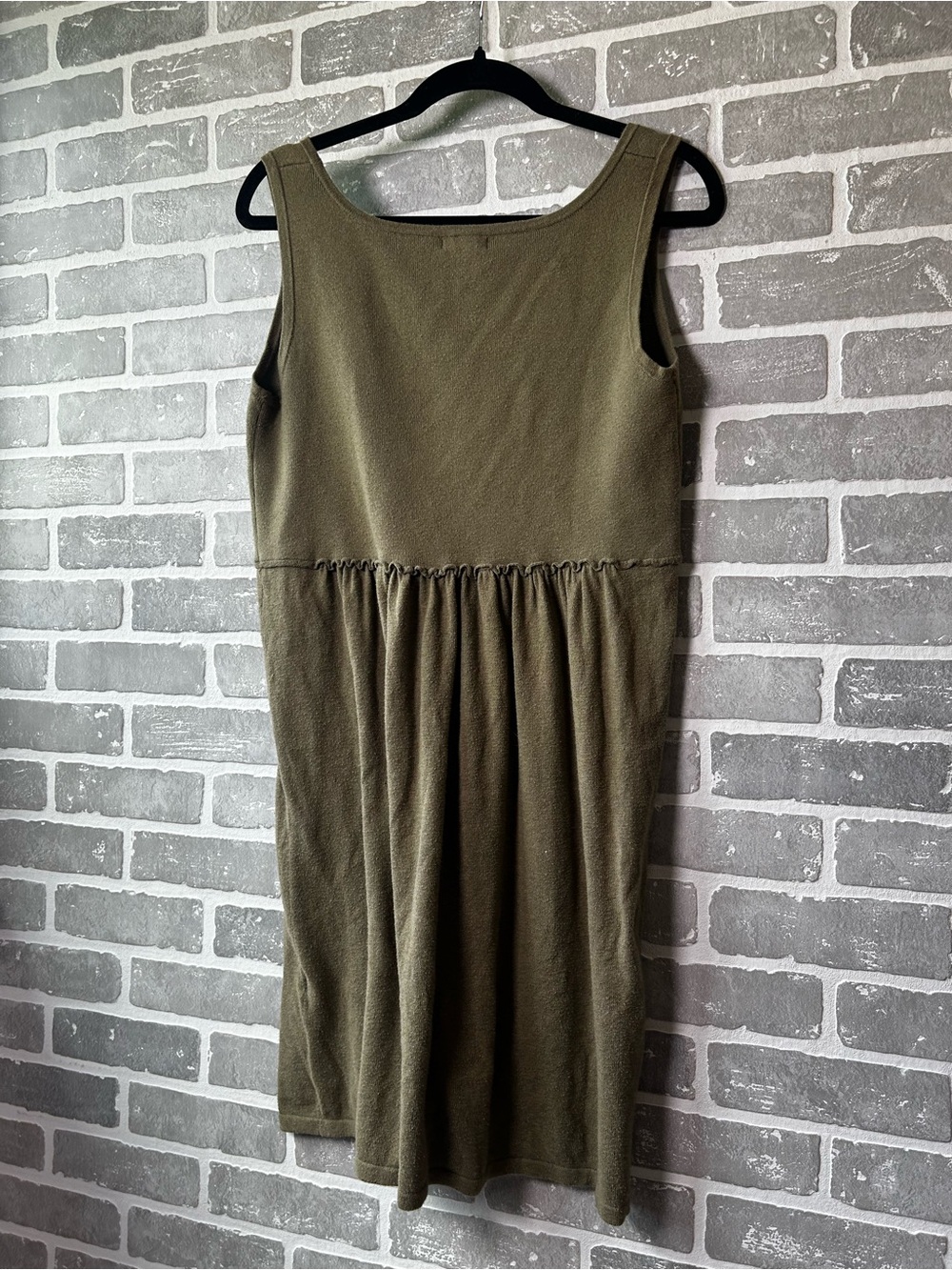 Sundance Olive Green Knit Empire Waist Sleeveless Dress Medium Silk Blend Boho - Picture 6 of 7